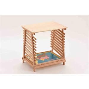 Puzzle Maps Stand with  Control Card Drawer - Beechwood