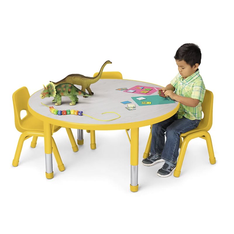 Table ronde ajustable Kids Colours™ de 48 po - Jaune