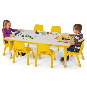 Low 30" X 48" Kids Colours™ Adjustable Rectangular Table - Yellow