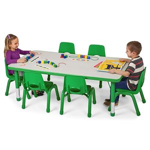 Low 30" X 60" Kids Colours™ Adjustable Rectangular Table - Green