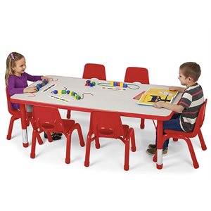 Low 30" X 78" Kids Colours™ Adjustable Rectangular Tables - Red
