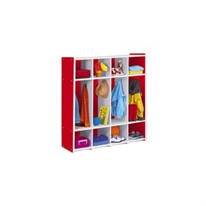 Kids Colours Coat Lockers For 8 - Red