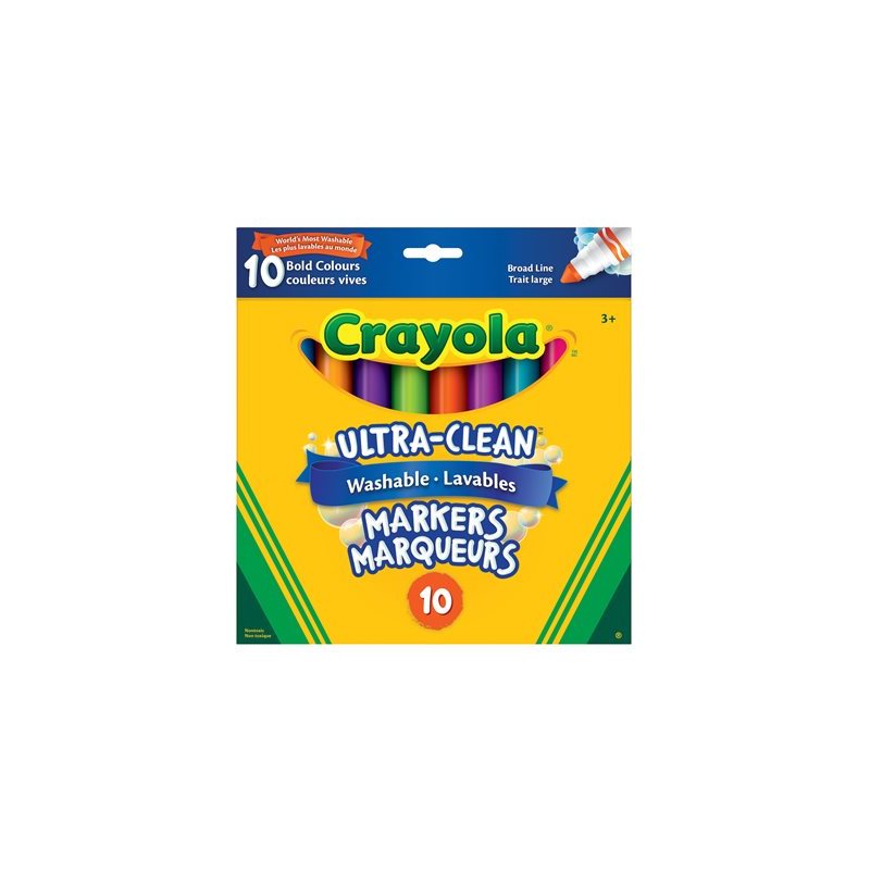 Marqueurs gras lavables Crayola - Paquet de 10 - Douzaine à pointe large
