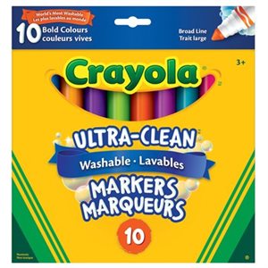 Marqueurs gras lavables Crayola - Paquet de 10 - Douzaine à pointe large