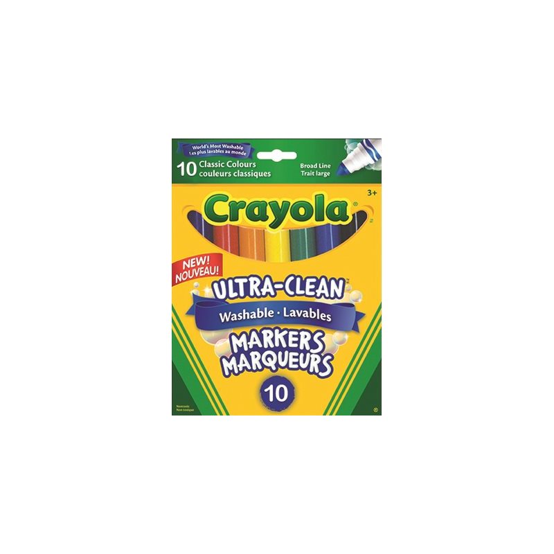 Marqueurs Crayola lavables - Paquet de 10 - Douzaine à pointe large
