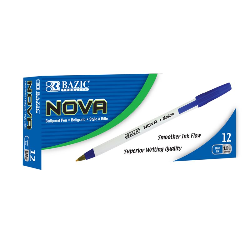 BAZIC Nova Stick Pen - Blue - Box of 12