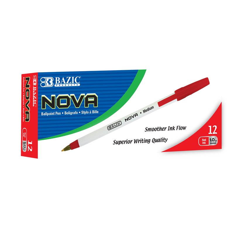 BAZIC Nova Stick Pen - Red - Box of 12