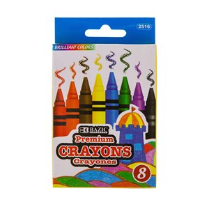 BAZIC 8 Colour Premium Crayons