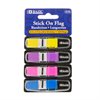 BAZIC Colour Coding Flags with Dispenser -  Neon - 0.5" x 1.7" -  Pack of 4