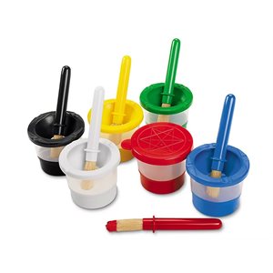 Mini-No-Spill Paint Cups & Brushes- Set of 6