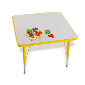 30" X 30" Rainbow Adjustable Square Table - Yellow