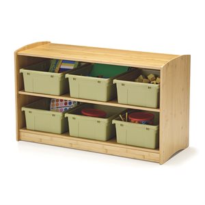 Bamboo Shelving Unit With Sage Tubs