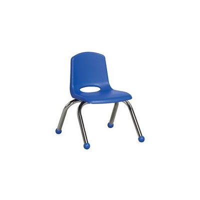 16" Classroom Stack Chair - Chrome Leg & Ball Glide - Blue