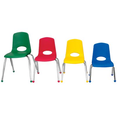  16" Classroom Stack Chair - Chrome Leg & Ball Glide - Green