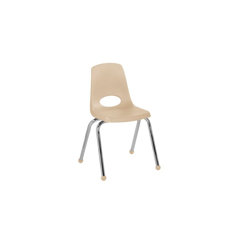  16" Classroom Stack Chair - Chrome Leg & Ball Glide - Sand