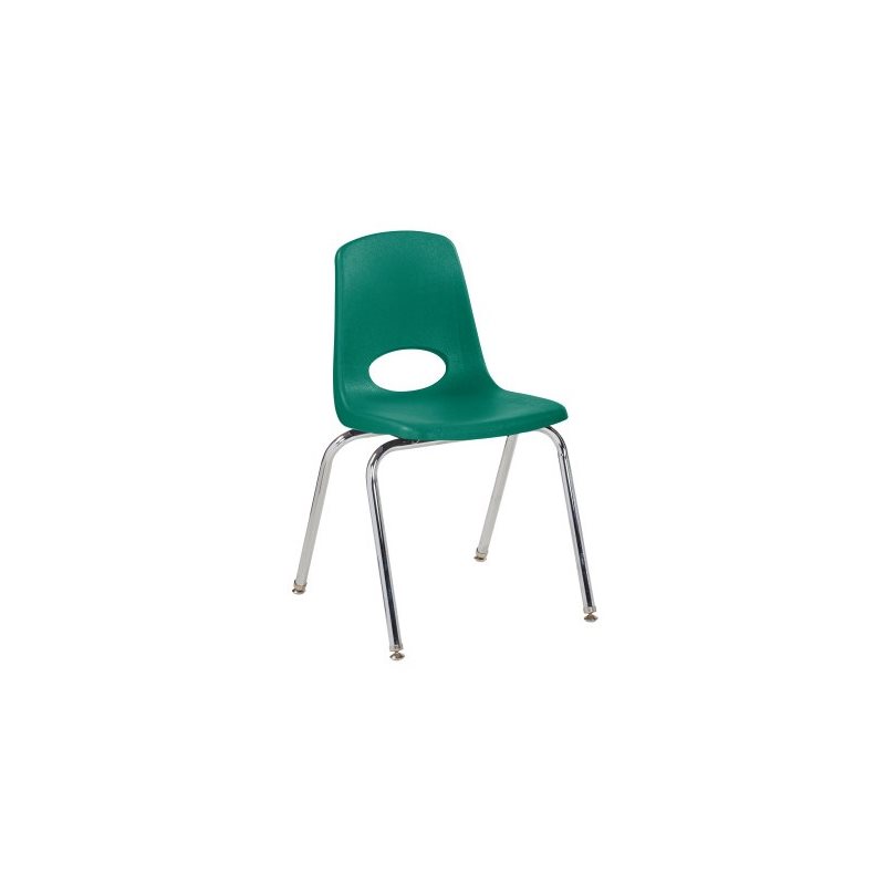  18" Classic School Stack Chair - Chrome Leg & Swivel Glide - Green
