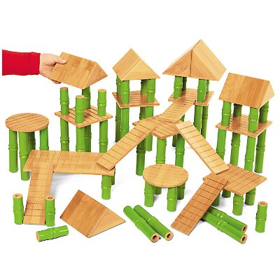 Ensemble de blocs de construction en bambou