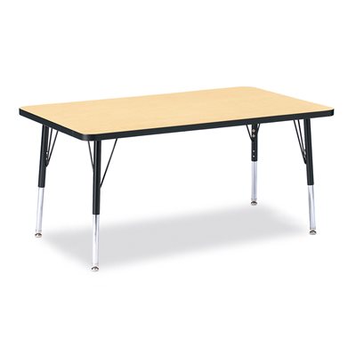Berries® Rectangle Activity Table - 30" X 48", 15" - 24" Ht - Classic Maple