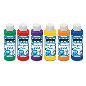 Fully Washable Liquid Tempera Paint - 4-Oz-Set of 6