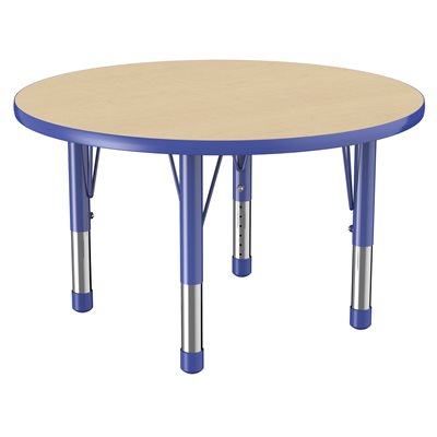 36" Round Maple Table Top - Blue Edge & Chunky Leg