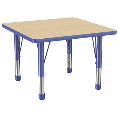 30" x 30" Square Maple Table Top - Blue Edge & Chunky Leg