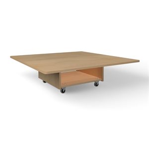 Natural Pod™ Join - Table - Square - Storage Under in Fusion Maple with casters - 47"W x 47"D x 15"H