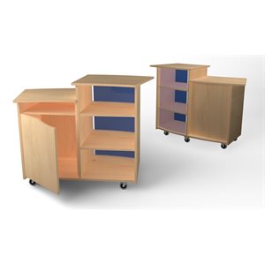 Guide Natural Pod™ - Bureau des éducateurs - avec 2 étagères ouvertes et porte d'armoire - avec roulettes - 43"L x 20"P x 42"H