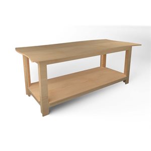 Natural Pod™ Reach - Office Table - Curved Sides - Fixed leg with storage shelf in Fusion Maple - 96"W x 48"D x 36"H