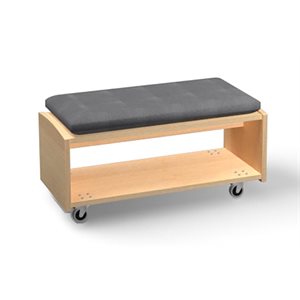 Natural Pod™ Evergreen Shelf / Seat-15 Series-Straight with Casters and Charcoal Cushion 32" W x 15"D x 14"H 