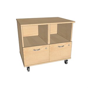 Natural Pod™ Guide - Storage Cabinet - Straight - 2 x Open Shelf Above + Filing Drawer Under (Mod A) with casters - 32"W x 24"D x 29"H