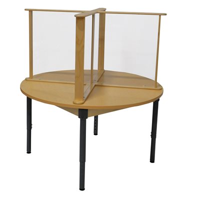  48" Round High Pressure Laminate Table with Sneeze Guard