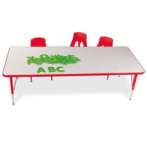 Table carrée ajustable arc-en-ciel de 30 po x 60 po - rouge