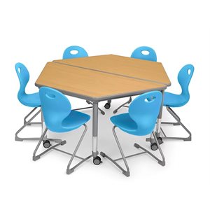Flex-Space Ergo Chair Trapezoid Table Zone-Blue