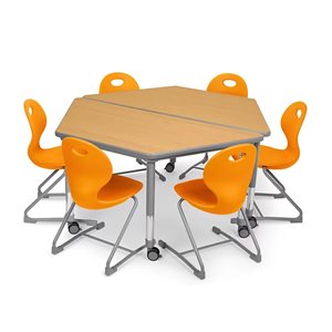 Flex-Space Ergo Chair Trapezoid Table Zone-Orange